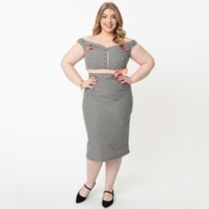 Black and white gingham heartbreaker wiggle dress